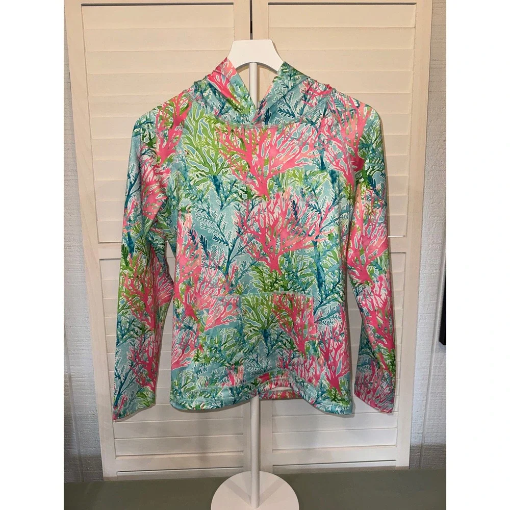 Alvin's Island Sun Shirt Hoodie Women Multicolor Coral Reef 50 UPF Medium - Picture 1 of 4